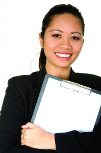 asian business woman holding a folder