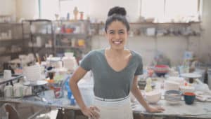 woman in pottery studio